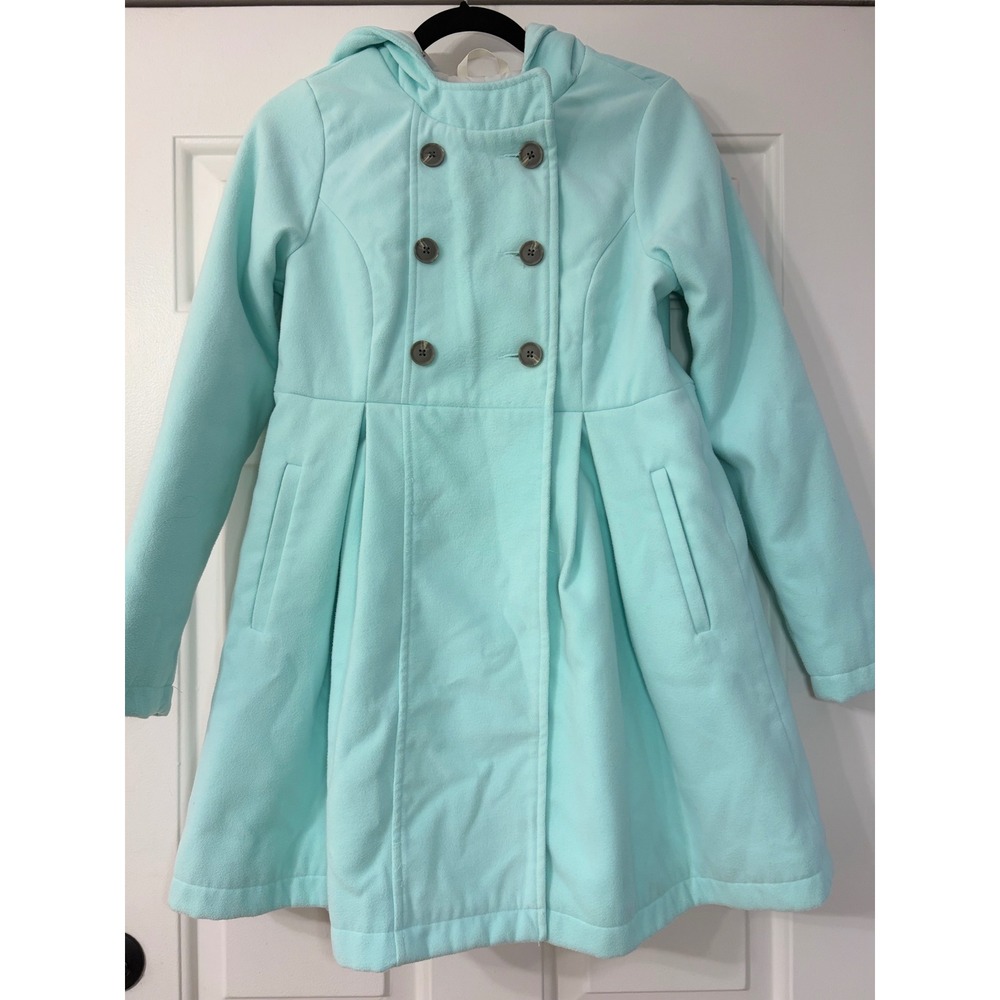 Cat & Jack | Double Breasted Hooded Pea Coat Size XL (14/16) || Aqua Mint|